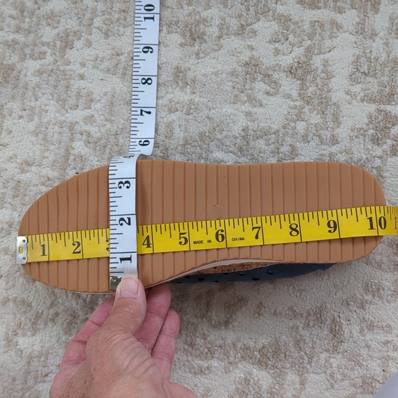 Faux Suede Leather Perforated Cork Look Slip On Sneaker 8 Blue - Picture 16 of 16